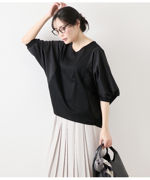 tシャツ コットンスムースシルケット ドルマンカットソー レディース