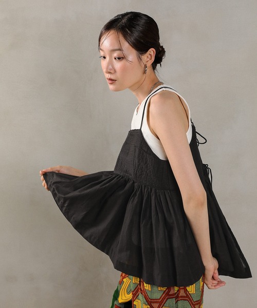 J&R ジェイアンドアール ベスト・ジレ・ビスチェ Mサイズ She's Closet ベスト ジレ 2WAYショート丈深Vネック花柄刺繍