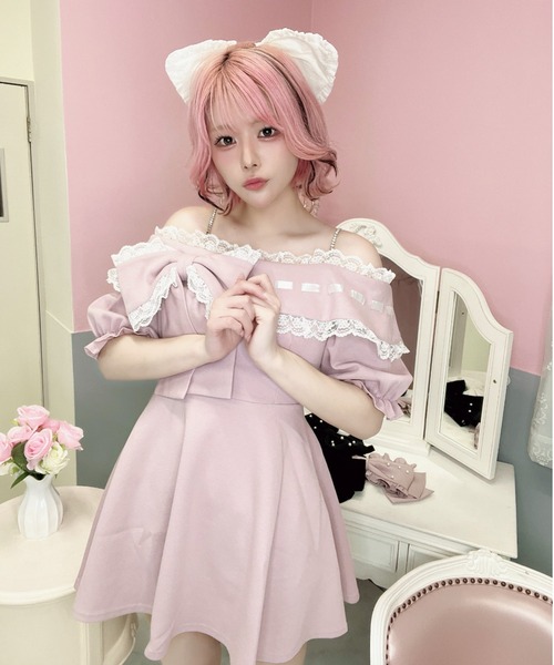 Ank Rouge（アンクルージュ） ワンピース リボンオフショルカットOP