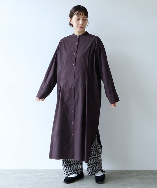 yuni recycled cotton tuck ワンピース ホワイト yuni シャツワンピース コットンキャッチワッシャー タックシャツ