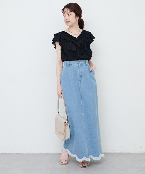 natural couture ブラウス シャツ フリルVネックブラウス