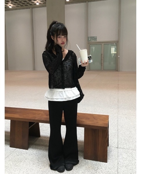 ayane テープヤーンニットカーディガン　815315 2025SS ブラック ayane テープヤーンニットカーディガン 815315 2025SS ブラック