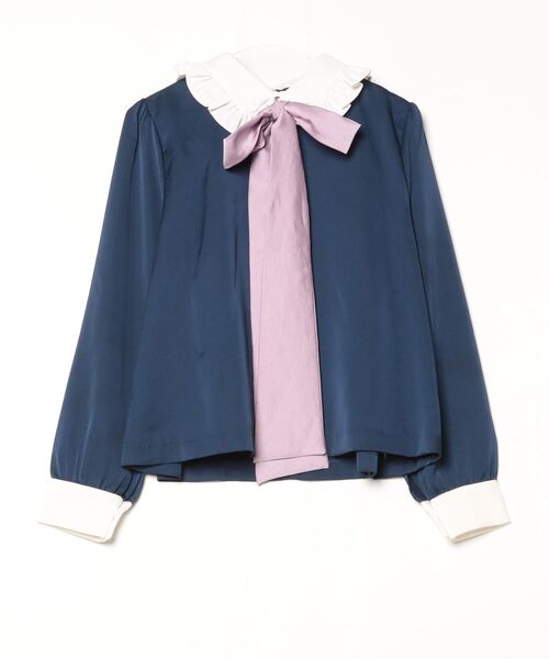 「Sister Jane」 フリル長袖シャツ L ネイビー レディース