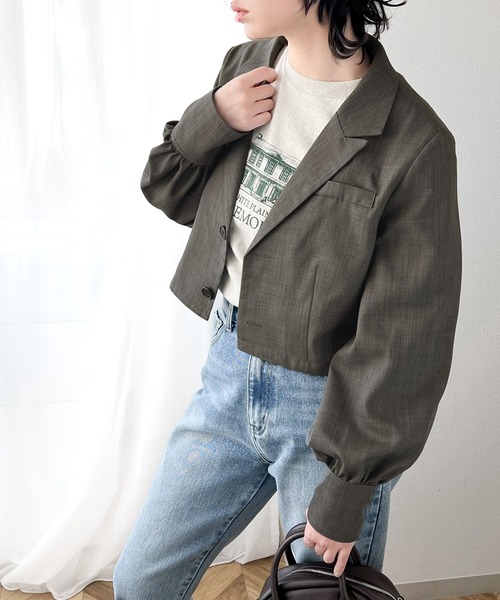 「RIRIYANO」 テーラードジャケット LARGE チャコールグレー レディース