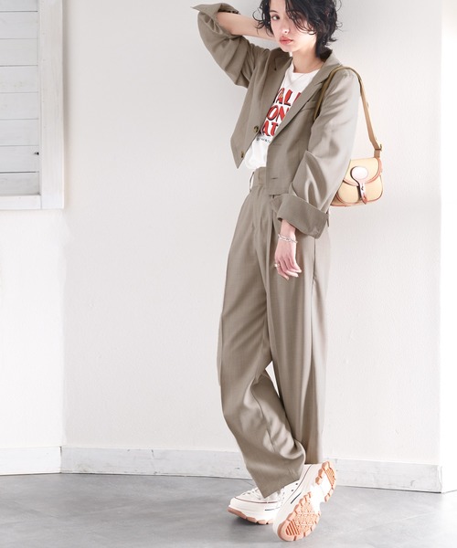 「RIRIYANO」 テーラードジャケット LARGE チャコールグレー レディース