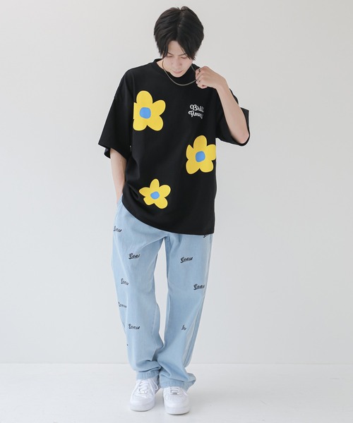 「SPINNS」 加工デニムパンツ L ブルー メンズ