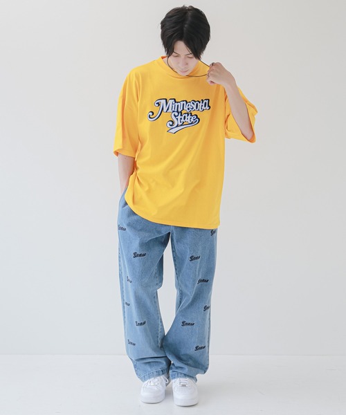 「SPINNS」 加工デニムパンツ L ブルー メンズ