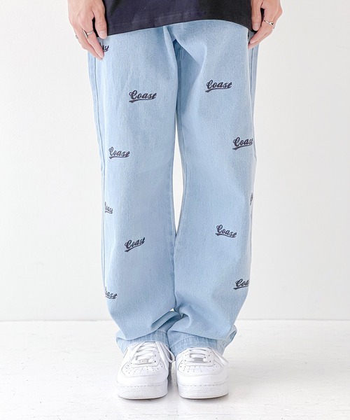 「SPINNS」 加工デニムパンツ L ブルー メンズ