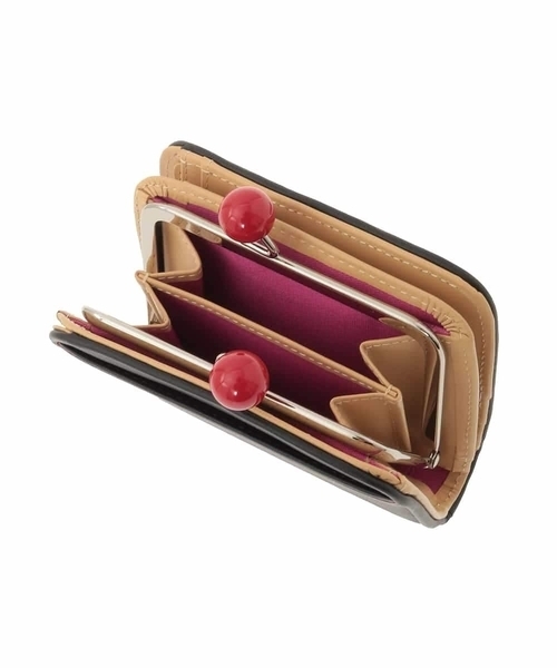 Jocomomola（ホコモモラ） 財布 アニマルステッチがま口二つ折り財布