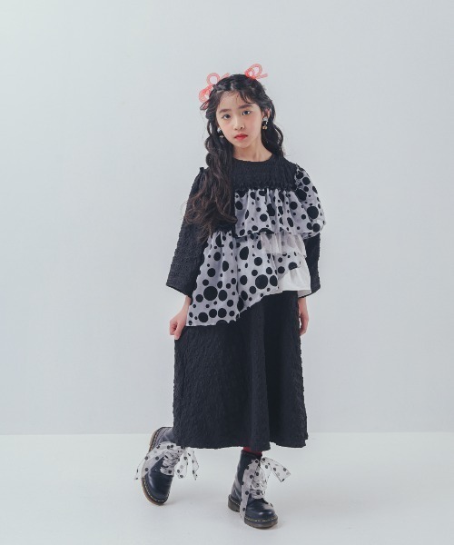 ワンピース シャワードットレイヤードワンピース キッズ 子供服 女の子 | unica