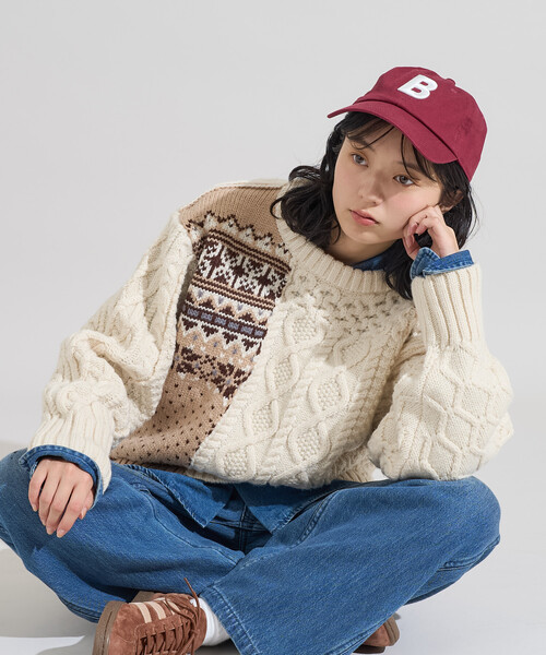 FREAK'S STORE ケーブルコットンニット FREAK'S STORE（フリークスストア） ニット セーター ミックスケーブル