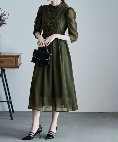 etoll.（エトル） 7分袖ワンピース M ボルドー レディース : ZOZOTOWN