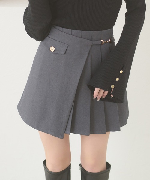 Ambre Neige（アンブルネージュ） スカート gold button pleats mini