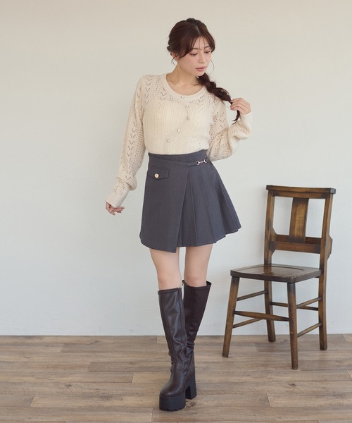 Ambre Neige（アンブルネージュ） スカート gold button pleats mini