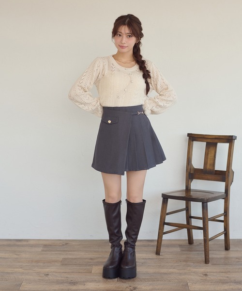Ambre Neige（アンブルネージュ） スカート gold button pleats mini