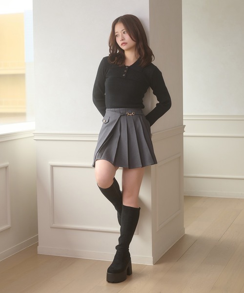 Ambre Neige（アンブルネージュ） スカート gold button pleats mini