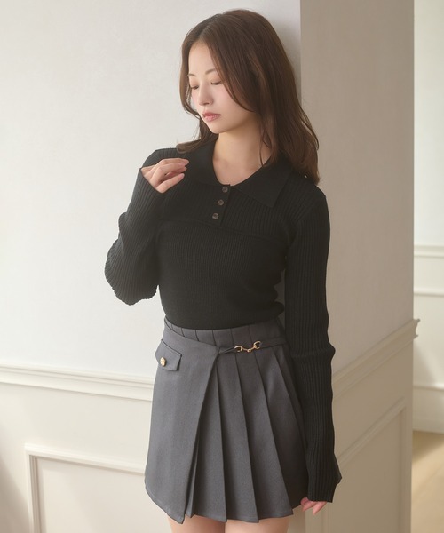 Ambre Neige（アンブルネージュ） スカート gold button pleats mini