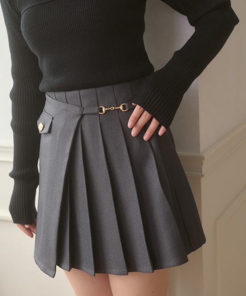 Ambre Neige（アンブルネージュ） スカート gold button pleats mini