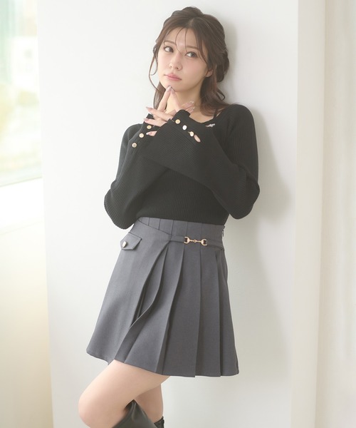 Ambre Neige（アンブルネージュ） スカート gold button pleats mini
