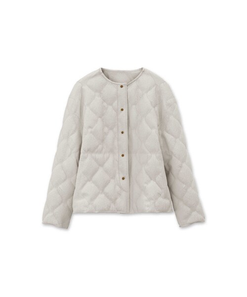 HUMAN WOMAN コットンリネン　ノーカラージャケット　端境期に human woman（ヒューマンウーマン） ノーカラージャケット MEDIUM