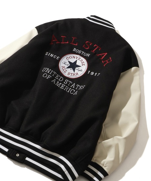 CONVERSE（コンバース） スタジャン デニム＆フェイクメルトン 袖