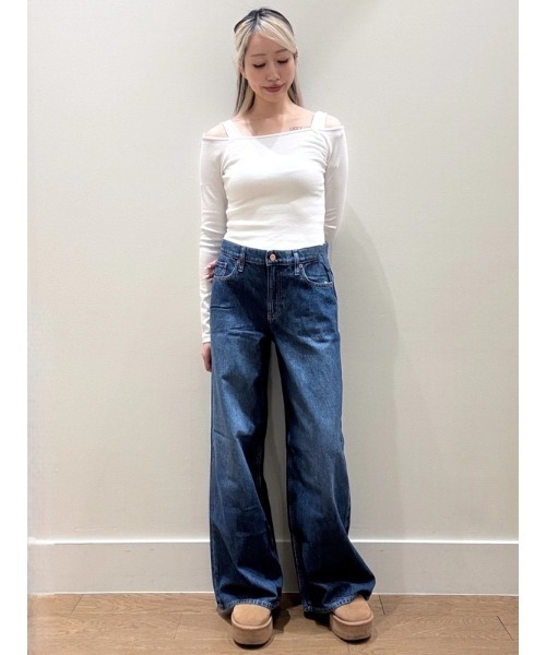 ワイドパンツ ジーンズ デニム デニムパンツ ローライズ エクストラバギーデニム レディースの画像