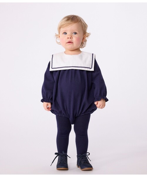 【新品】MARSOU ロンパース 6m,12m PETIT BATEAU（プチバトー） ベビー服 ロンパース 長袖コンビネゾン