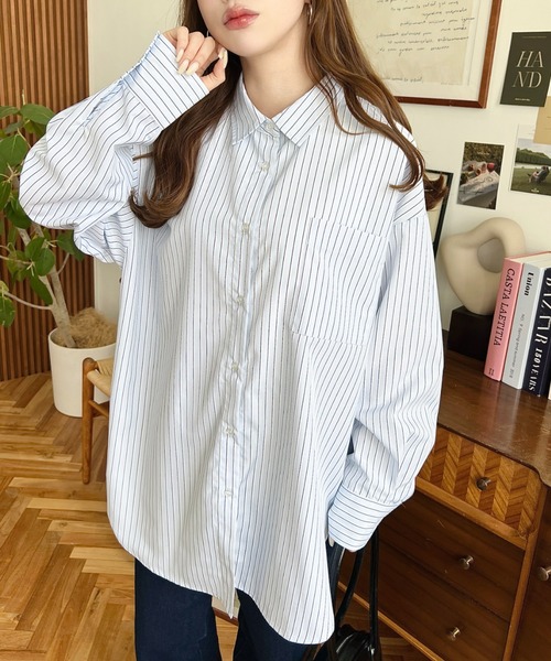 moment+ ブラウス シャツ アソートセール長袖ストライプシャツ