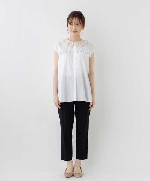 「Sono」 ノースリーブシャツ 1 ネイビー レディース_画像4