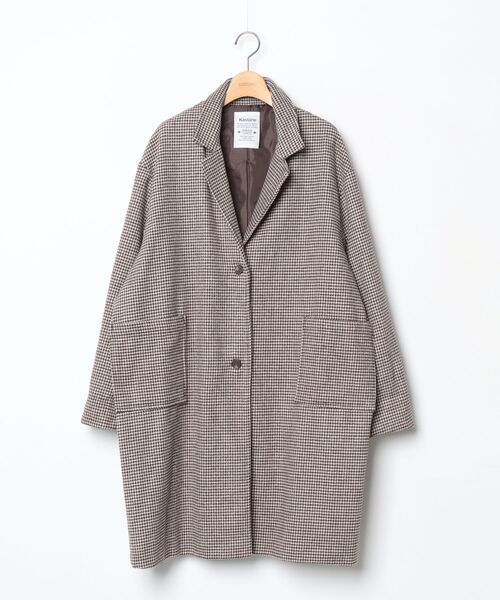 kastane ブラウン チェック柄 ロングコート Kastane（カスタネ） チェック柄チェスターコート FREE ブラウン