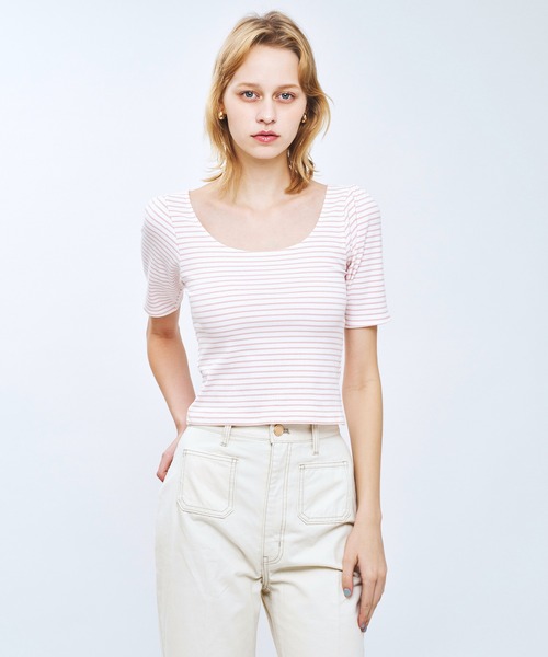 deicy me♡バックリボンTシャツ DEICY（デイシー） tシャツ ボーダーバックリボンカットソー