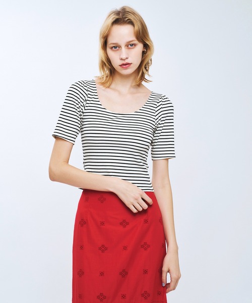 DEICY（デイシー） tシャツ ボーダーバックリボンカットソー