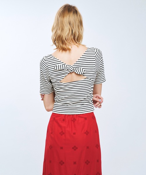 DEICY（デイシー） tシャツ ボーダーバックリボンカットソー