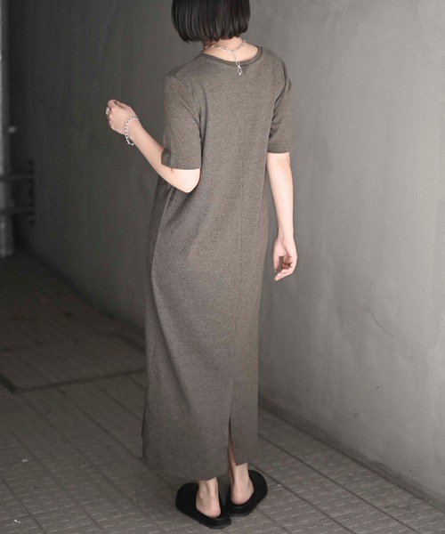 「＆HALF」 「noa-ge」半袖ワンピース M ブラック レディース_画像7