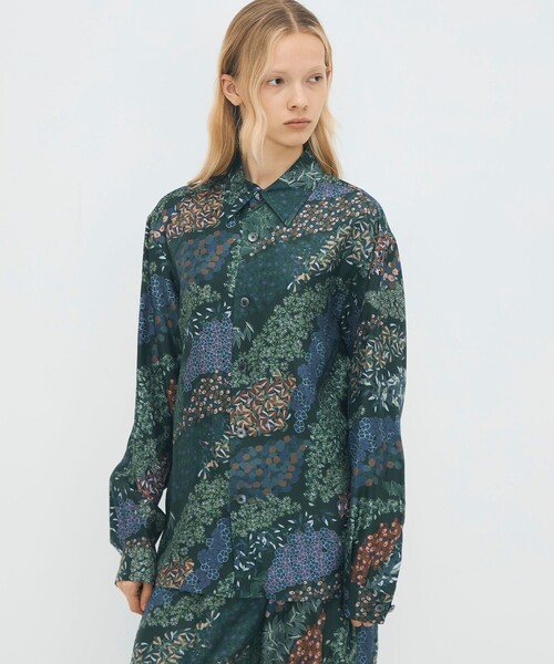 CABaN 花柄 長袖シャツ　シルク100% CABaN（キャバン） ブラウス シャツ シルクツイル FLOWER RIVER