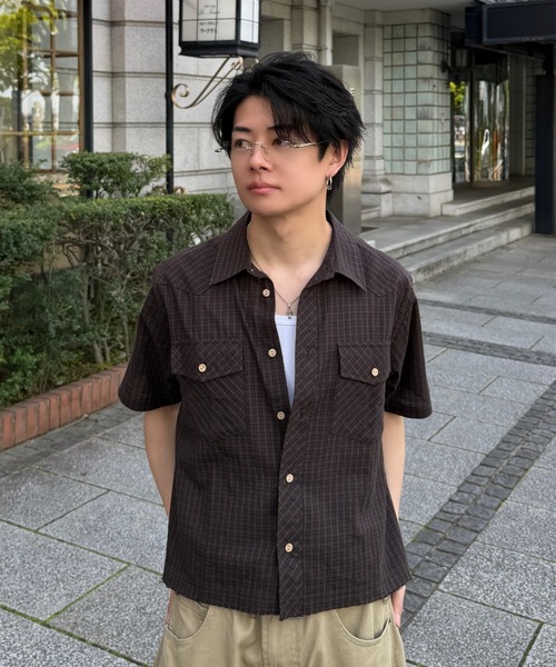 ADAMASTE アロハシャツ シャツ Western Check Short Shirt