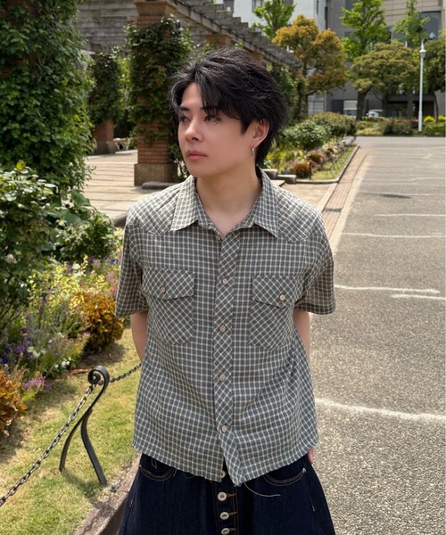 ADAMASTE アロハシャツ シャツ 半袖 Western Check Short Shirt