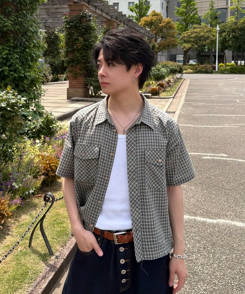 ADAMASTE アロハシャツ シャツ 半袖 Western Check Short Shirt