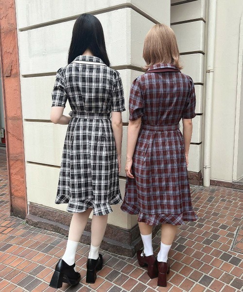 「F i.n.t」 半袖ワンピース FREE ボルドー レディース_画像5
