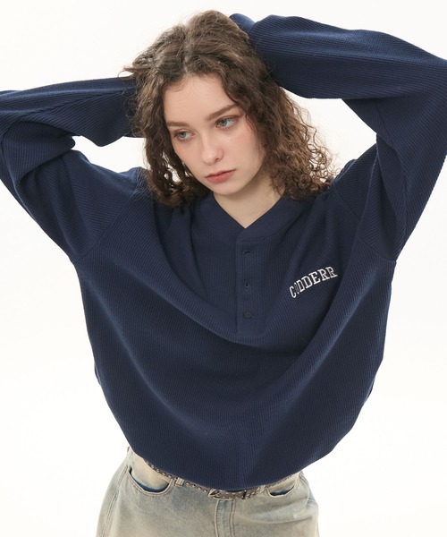CODDERR ヘンリーネック tシャツ 「CODDERR」アーチロゴ刺繍 ドロー