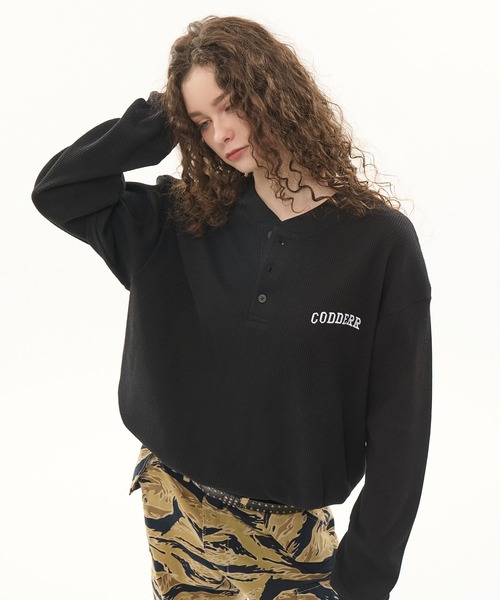 CODDERR tシャツ 「CODDERR」アーチロゴ刺繍 ドローコード ヘンリー