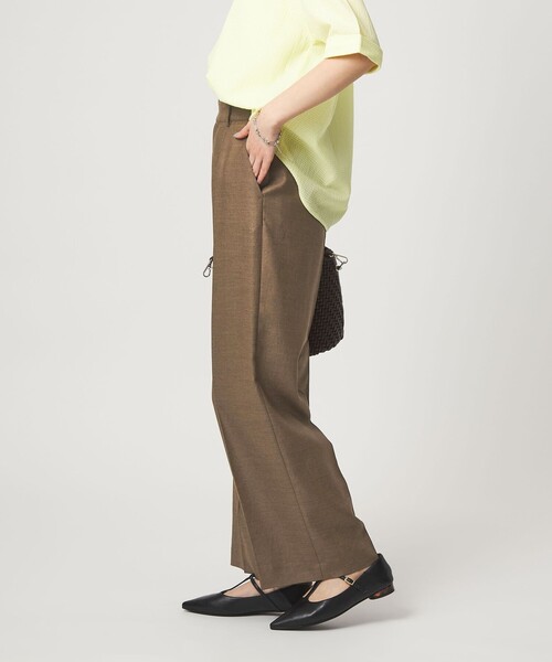 uvカット スラックス パンツ 「size SHORT/TALLあり」リネンライク ストレート パンツ レディースの画像