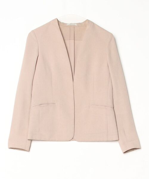 【新品】PLST スーツベージュ M ノーカラージャケット タグ付き PLST（プラステ） ノーカラージャケット X-SMALL ベージュ レディース