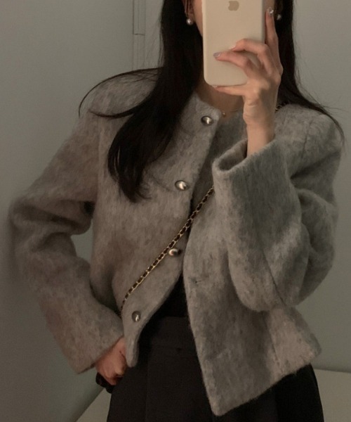 「FREE STYLISTS」 「yoga」ノーカラージャケット FREE グレー レディース_画像4