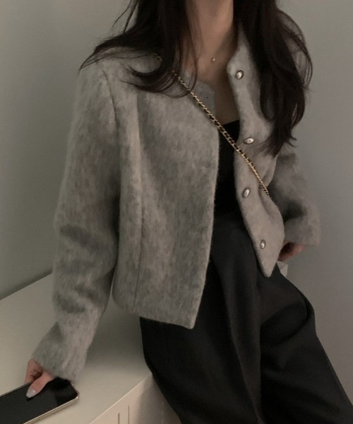 「FREE STYLISTS」 「yoga」ノーカラージャケット FREE グレー レディース_画像7