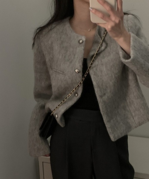 「FREE STYLISTS」 「yoga」ノーカラージャケット FREE グレー レディース_画像8