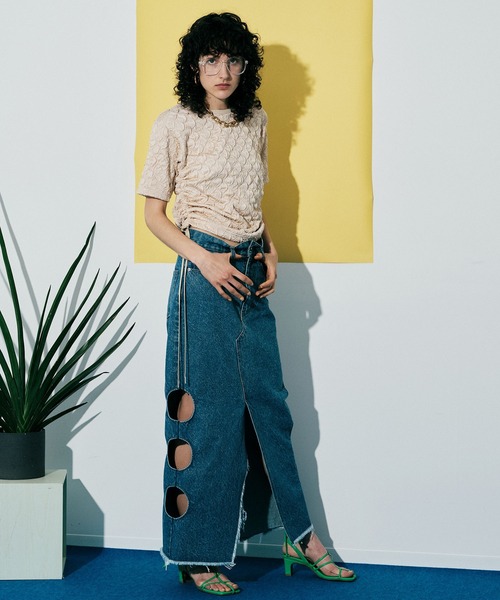 「MAISON SPECIAL」 デニムスカート 38 ブルー レディースの画像