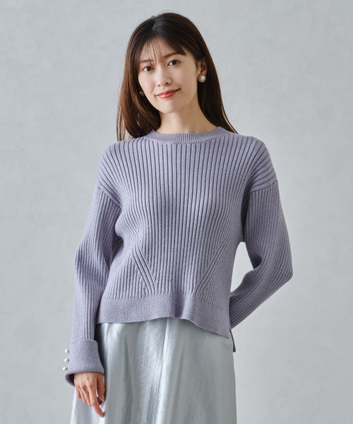「MISCH MASCH」 長袖ニット フリ- グレー レディース_画像4