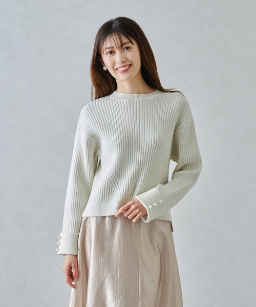「MISCH MASCH」 長袖ニット フリ- グレー レディース_画像6