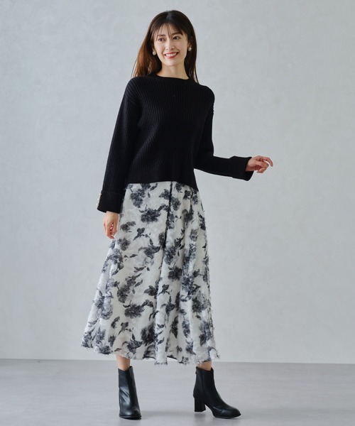 「MISCH MASCH」 長袖ニット フリ- グレー レディース_画像8
